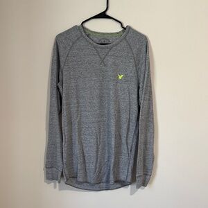 American Eagle Outfitters Gray Crewneck Sweatshirt with Neon Green Logo